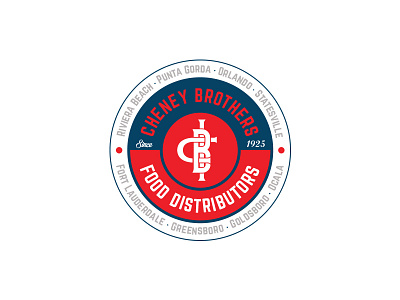Cheney Brothers Badge badge food lettering letters logo logotype mark mikemerrilldesign monogram sans script type