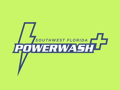 SWFL Power Wash Plus LOGO bolt branding combo florida logo mikemerrilldesign plus power stroke swfl wash