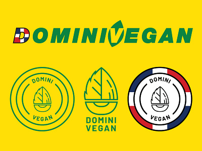DominiVegan Branding 1color badge brand brand identity branding dominican flag food logo mikemerrilldesign vegan