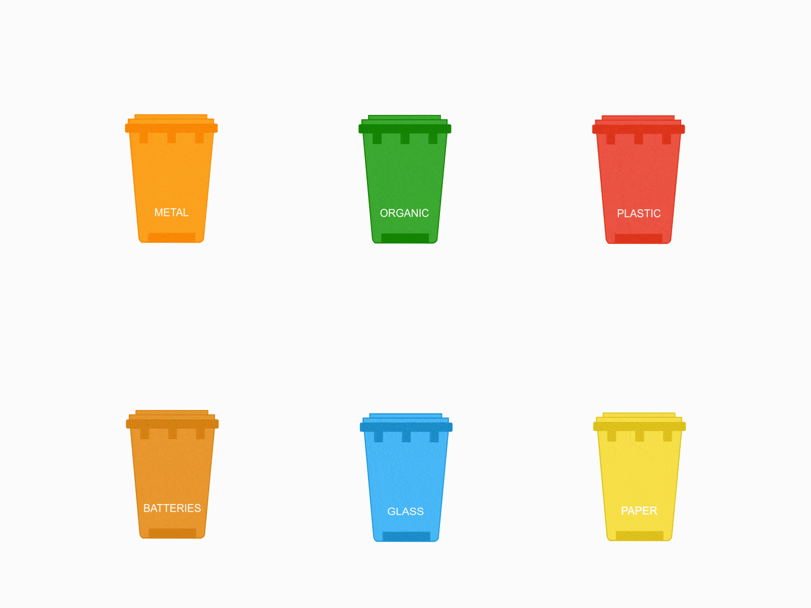 Color Coded Recycle Bin animation color coded recycle bin hero animation json logo animation lottie motion graphics recycle bin