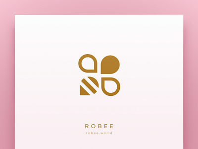 ROBEE bee branding gold logo pink robotics typography