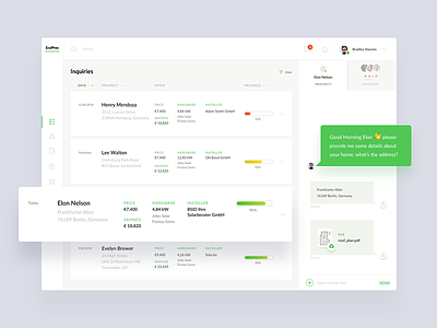 EcoPros - Manager’s dashboard dashboard energy ev green renewable solar panels ui ux