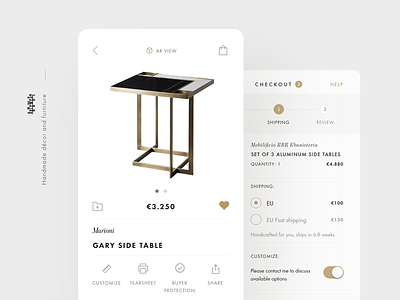Artemest iOS app with Augmented Reality ar augmented reality ecommence furniture ios minimalism mobile ui ux