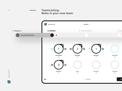 Teamcasting - 2. Roles dashboard data visualisation design ipad minimalism process product design rwd team typography ui ux