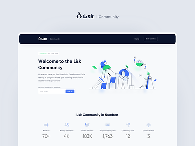 Lisk Community blockchain crypto design system illustration landing page minimalism rwd teamwork ui ux vector website