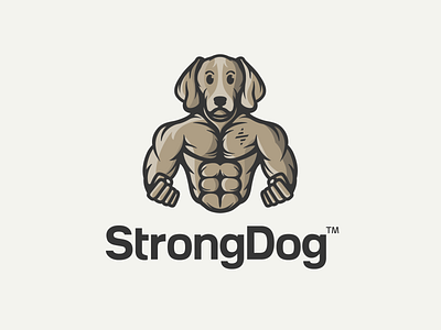 StrongDog animal branding character design dog dog illustration dog logo dogs gym logo muscles strong