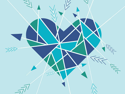 Tangled Heart arrow blue broken heart illustration purple tangled triangle