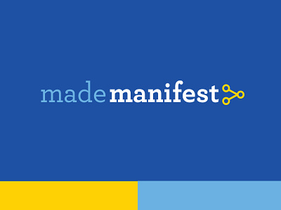 Made Manifest Logo archer blue connection education logo serif technology yellow