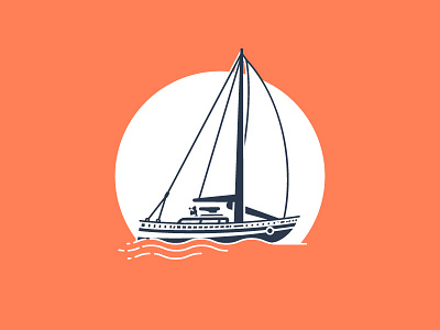 Sailboat blue boat nautical orange sailboat water waves