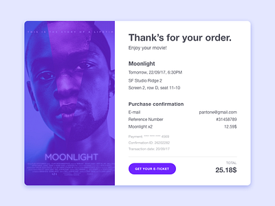 Day 017 - Email Receipt dailyui email movie purchase purple receipt ui ux