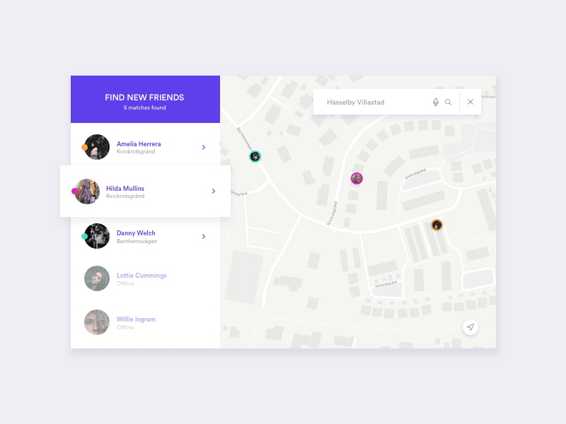 Daily 020 - Location tracker find friends gif location purple ui ux