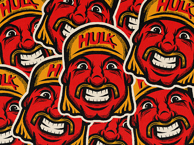 Hulk Hogan badge bandana face hulk hulk hogan hulkmania mustache portrait procreate sports sticker wrestler wrestling wwe