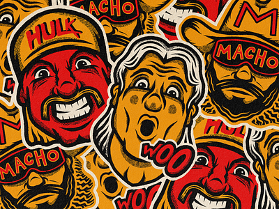 Ric Flair, Hulk Hogan & Macho Man Stickers