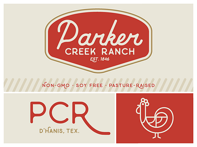 Parker Creek Ranch branding chicken debut farm farmers market identity ranch texas