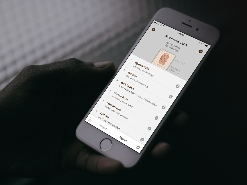 Detail page of an album release - Pulselocker iOS App iphone mobile pulselocker player music ui app interace album