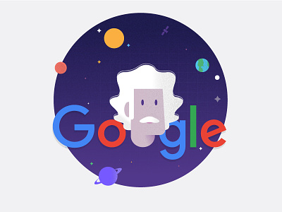 Google Doodle Albert Einstein 2d albert doodle einstein flat google illustration space