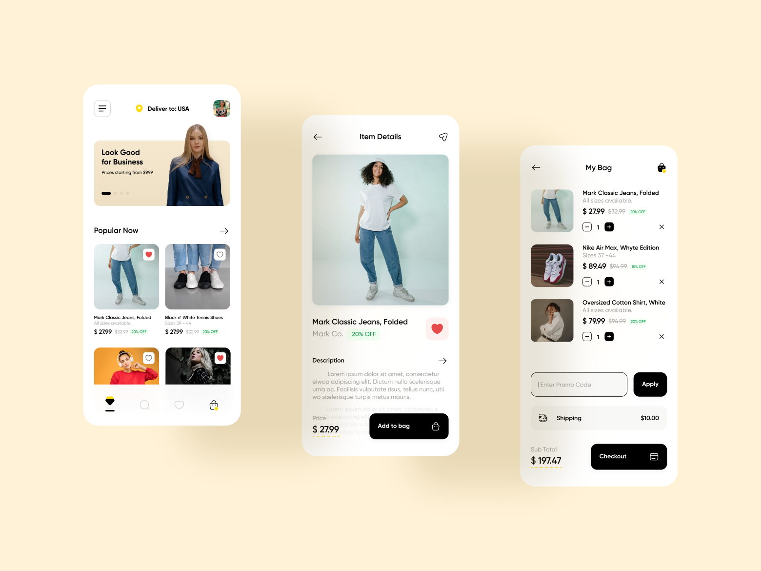 Fashion App - Main screens by Adelowo Oluwafifunmi on Dribbble