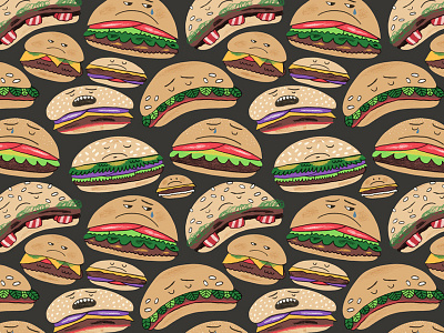 Well Done Burgers burger burgers illustration pattern pattern design