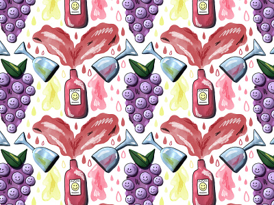 Wine Pattern collage illustration pattern
