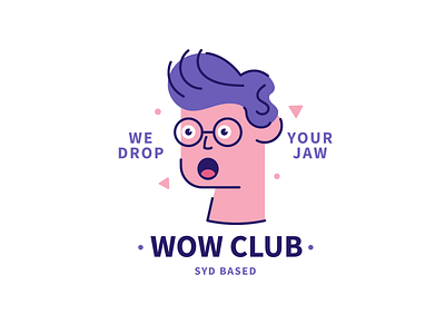 WOW CLUB badge character character design illustration logo male character outline reboun shock surprise sydney