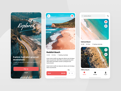 ExploreX app ui app ux sydney beach traveling app travelling travelling app ui ui design