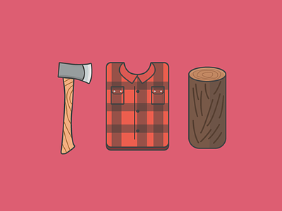 Lumberjack! axe icon illustration log lumberjack lumberjack shirt outline outline icon red shirt wood woodsman