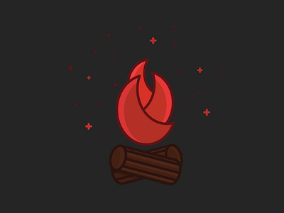 Fire camp camping dark fire fire place icon log outline