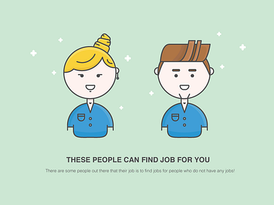 Job Seekers boy cartoon character flat girl human icon illustration job outline