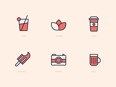 Summer Icons beer camera cola cup flower icon juice outline popsicle summer