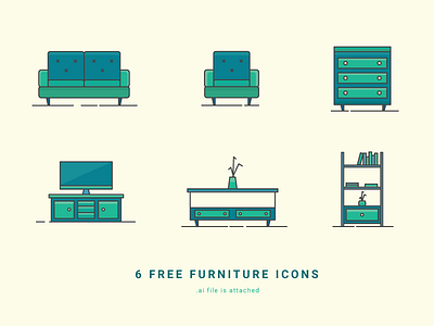 6 Free Furniture Icons bookshelf driver furniture house sofa tv