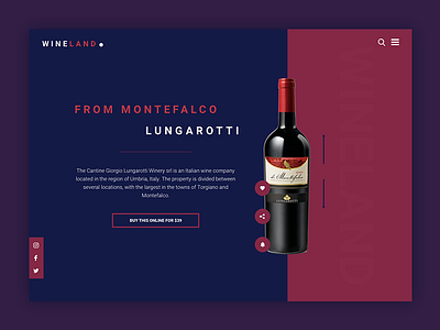 Wineland landing page minimal ui