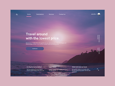 Travel landing page purple travel ui