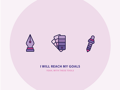 I Will Reach My Goals 2d color color picker icon illustration outline pen pen tool vector