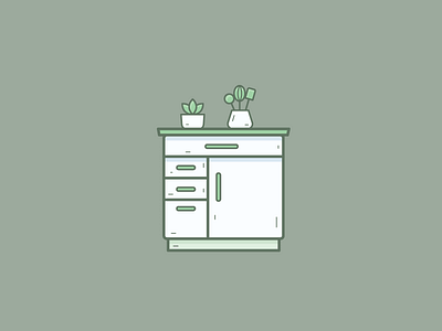 Kitchen furniture green icon kitchen outline