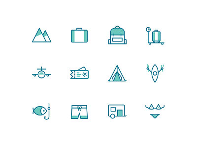 Travel & Adventure adventure backpack boat fishing icon mountain outline plane ticket travel