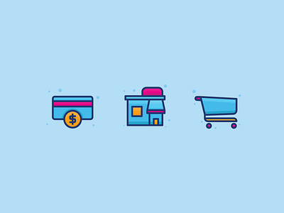 Shopping Icons card credit card filled icon outline shop shopping store trolley vector