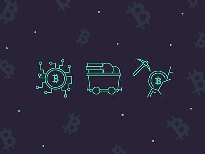 Bitcoin Icons 2d blockchain icon mining outline transaction vector