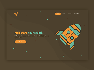Kick-Start Your Brand! homepage icon illustration landing page rocket space spaceship ui user interface ux