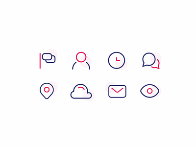 Handy Icons chat clock cloud eye flag icon message outline pin talk time user