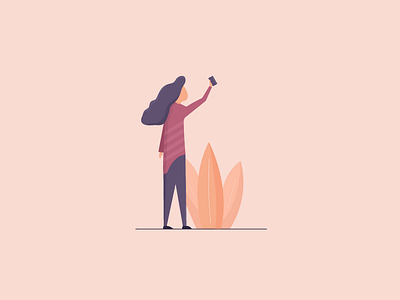 Selfie girl icon illustration photography plant selfie taking picture
