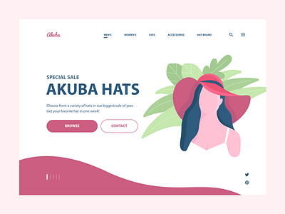 Akuba - Concept hat illustration landing page plant product illustration ui website