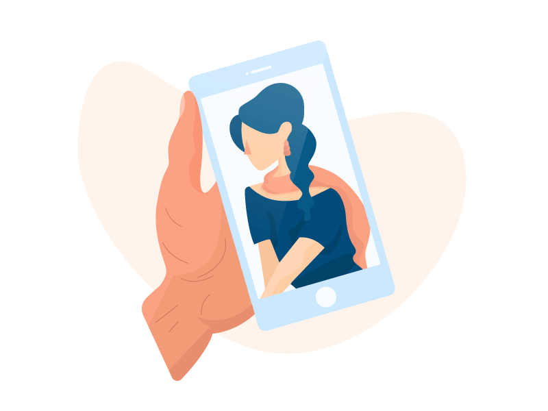 Crush On illustration palm female crush hair hand picture phone woman girl