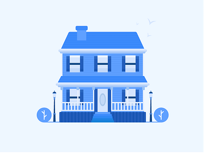 Blue House alley apartment blue house house illustration icon illustration plant property real estate renovation