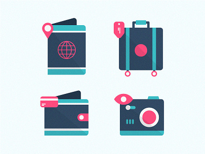 Traveling Icons airport camera holiday icon illustration luggage passport photography vacation