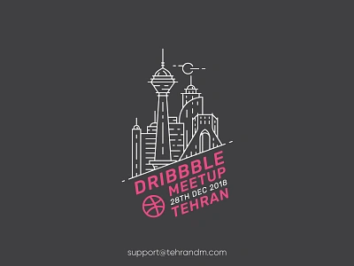 Tehran First Dribbble Meetup azadi tower badge dribbble meetup illustration iran logo meetup milad tower outline persian tehran tehran dribbble meetup