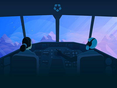 Copilot: Deputy Design System airplane character cockpit copilot deputy design design system mountain pilot plane sky sunrise