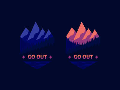 Go Out Badge badge badge design camping go out lake mountain mountains night sticker trees woods