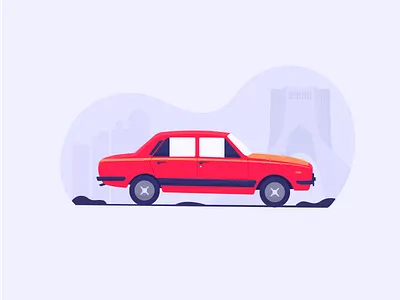 Peykan azadi tower car car icon car illustration flat design illustration iran persian persian car persian culture peykan shahyad tower tehran