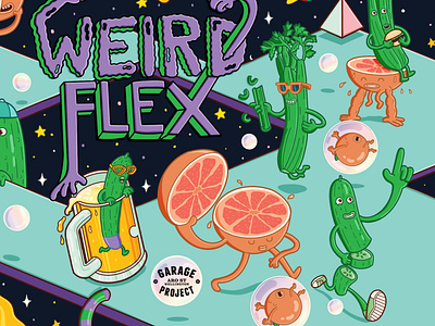 WEIRD FLEX beer label danvillage food garage project illustration new zealand space weird flex
