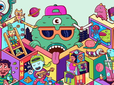 Isometric Mayhem characterdesign colorful danvillage geometric isometric isometric illustration whimsical